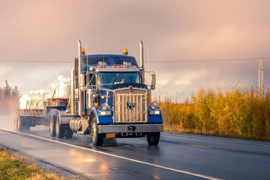 Truck driving on the road